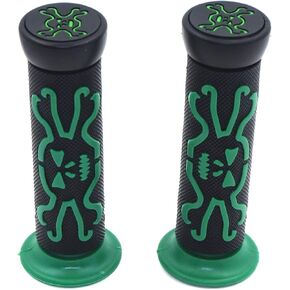 HTTMT- 7/8" Green Skull Cross Bone 22mm hand Grips Compatible with ATV motorcycle Bicycle 125 Duke [P/N:XH4089-22-GREEN]