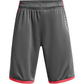 Under Armour Kids Stunt 3.0 Printed Shorts (Big Kids) - Pure Polyester Fabric - Encased Elastic Waistband Castlerock/Red Solstice/Steel XL (18-20 Big Kid) One Size