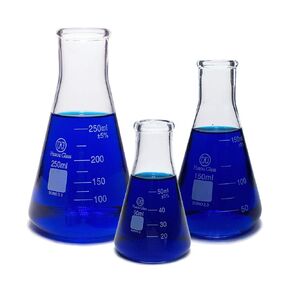 50ml Glass Erlenmeyer Flask Set, Narrow Mouth Graduated Flasks, 3.3 Borosilicate Glass, Ideal for Laboratory, Classroom or Home Use, HUAOU, Pack of 6