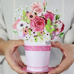 Flower Pop Up Card - 3D Flowers Bouquet Greeting Card for Birthday Mother's Day Anniversary Get Well 15cm x 20cm (5-7/8" x 7-7/8") - Autumn Flowers Small Bouquet