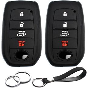 2pcs Compatible with Toyota Land Cruiser Mirai Corolla Tundra Venza Smart 4 Buttons Silicone Key Fob Cover Case Protector Keyless Entry Remote Holder