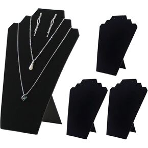 4pcs/set Velvet Black Foldable Necklace Display for Selling, Portable Jewelry Easel Display Stand Rack, Bust Stand Holder For Home Use or Shop Show