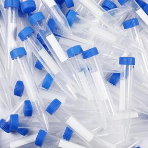 Conical Centrifuge Tubes, Sterile Plastic Test Tubes with Screw Caps, Polypropylene Conical Container Microcentrifuge Tube with Graduated Marks and Conical Bottom (200 Pack,Blue Cap,15 ml)