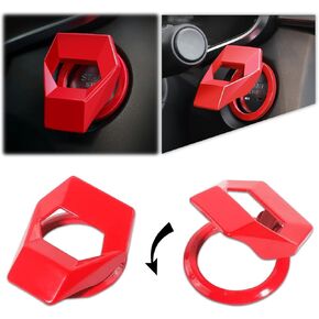 1 PC Engine Start/Stop Button Cover, Push to Start Button Cover Anti Scratch Car Button Decoration Ring, Universal Car Power Control Trim, Compatible with Most Cars (Red)