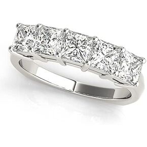 1.5 Carat (ctw) Gold Princess Cut 5 Stone Ring Diamond Wedding Band Value Collection (I-J Color I1-I2 Clarity)