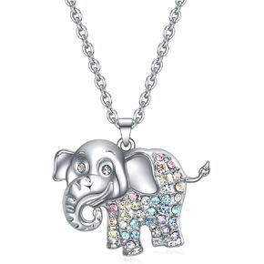 الحصان/القط/قنفذ البحر/يونيكورن/الراكون/الكنغر/تي ريكس/الفيل/تشيهواهوا/المسترد الذهبي/كوالا/الماعز/البقرة قلادة هدايا للفتيات النساء، لطيف ملون كريستال قلادة الحيوان الكبير هدية عيد ميلاد لمحبي الحيوانات in Kuwait