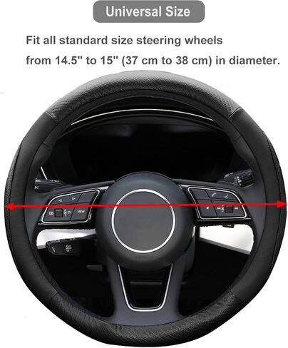 Car Steering Wheel Cover, Soft Microfiber Leather, Breathable Anti-Slip, Universal Fit 15 Inch for Cars, SUVs, Vehicles, Sedans, Trucks, Vans -Black in Saudi Arabia