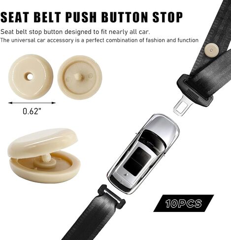 10 Sets Seat Belt Button Stop, Plastic Seat Belt Stop Clips Prevent Buckle from Sliding Down, No Welding Required Snap-On Seatbelt Stopper Kit, Universal Car Accessories (Black) in Kuwait