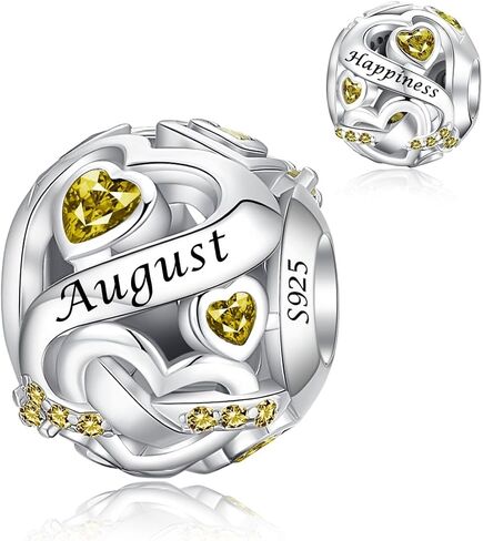 Birthstone Charm 925 Sterling Silver Charms fits Bracelets and Necklace Pendant Bead Happy Birthday Charms Jewelry Present for Women Family Friends in Saudi Arabia