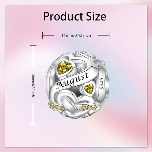 Birthstone Charm 925 Sterling Silver Charms fits Bracelets and Necklace Pendant Bead Happy Birthday Charms Jewelry Present for Women Family Friends in Saudi Arabia