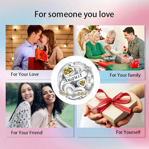 Birthstone Charm 925 Sterling Silver Charms fits Bracelets and Necklace Pendant Bead Happy Birthday Charms Jewelry Present for Women Family Friends in Saudi Arabia
