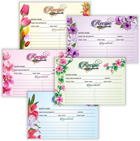 PARTH IMPEX Recipe Cards - (Pack of 50) 4x6 Double Sided, Floral Cards for Family Recipes, Wedding Shower, Bridal Shower, Baby Shower, Housewarming Gifts in Saudi Arabia