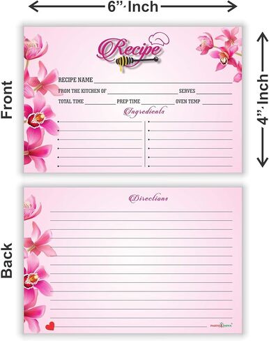 PARTH IMPEX Recipe Cards - (Pack of 50) 4x6 Double Sided, Floral Cards for Family Recipes, Wedding Shower, Bridal Shower, Baby Shower, Housewarming Gifts in Saudi Arabia