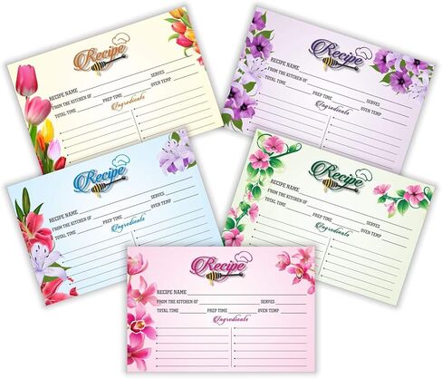 PARTH IMPEX Recipe Cards - (Pack of 50) 4x6 Double Sided, Floral Cards for Family Recipes, Wedding Shower, Bridal Shower, Baby Shower, Housewarming Gifts in Saudi Arabia