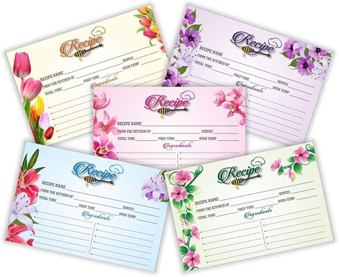 PARTH IMPEX Recipe Cards - (Pack of 50) 4x6 Double Sided, Floral Cards for Family Recipes, Wedding Shower, Bridal Shower, Baby Shower, Housewarming Gifts in Saudi Arabia