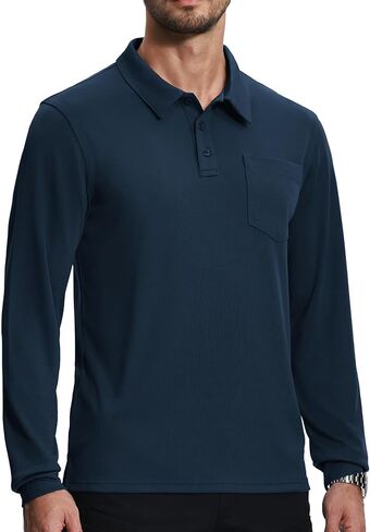 ZITY 3 Pack Long Sleeve Polo Shirts for Men with Pocket Moisture Wicking Outdoor Workwear Office Casual Collared Shirts Fall in Saudi Arabia