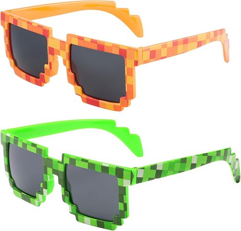 kilofly 2pc 8-Bit Pixel UV Protect Gamer Sunglasses Adult Kids Party Favors in Saudi Arabia