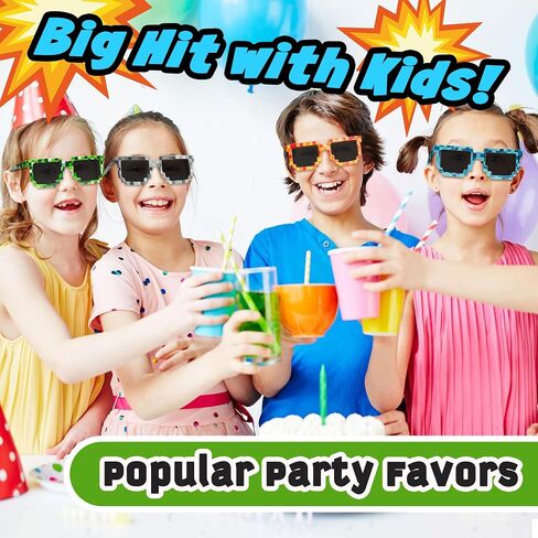 kilofly 2pc 8-Bit Pixel UV Protect Gamer Sunglasses Adult Kids Party Favors in Saudi Arabia