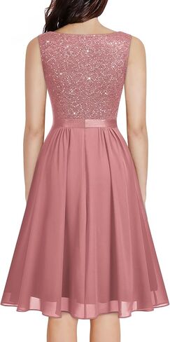 MISSMAY Women's Vintage V-Neck Sequin Formal Party A-Line Dress in Saudi Arabia
