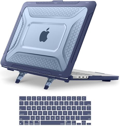 MOSISO Compatible with MacBook Pro 14 inch Case 2024-2021 Release M3 A2918 A2992 M2 A2779 M1 A2442, Honeycomb Heavy Duty TPU Bumper Plastic Hard Shell Case with Fold Kickstand&Keyboard Cover, Black in Saudi Arabia