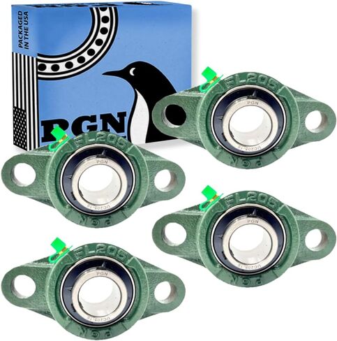 PGN UCFL206-20 Pillow Block Bearing - Pack of 4 Flange Mounted Pillow Block Bearings - Chrome Steel Bearings with 1 1/4" Bore - Self Alignment in Kuwait