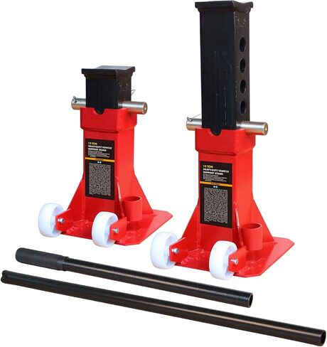 TCE ATZ120005U Torin Heavy Duty Car Jack Stand with Lock, 12 Ton (26,400 lb) Capacity, Red, 1 Pair in Saudi Arabia