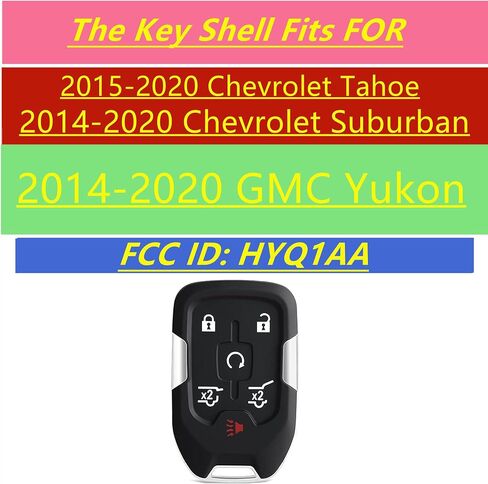 Key Fob Shell Cover Replacement Fits for Chevy Suburban Tahoe 2015 2016 2017 2018 2019 2020 GMC Yukon Keyless Entry Remote Control Outer Case (6-Button) in Saudi Arabia