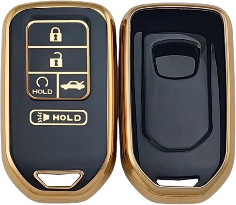 غطاء مفتاح TPU متوافق مع 2015-2021 Honda Accord CR-V Civic Insight Passport Pilot (أسود/أبيض) in Saudi Arabia