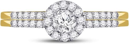 Solid 10K Yellow Gold Real Natural Diamond Bridal Matching Engagement Ring Wedding Band Set 1/2 Carat (.52 Cttw) in Saudi Arabia