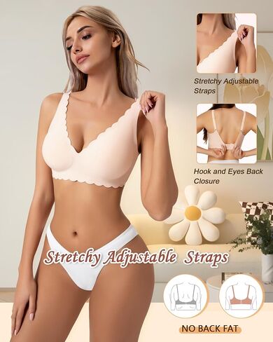Wireless Bras for Women Push Up Full Coverage Seamless No Underwire Support Lift Bra Comfort Smoothing Wavy Bralette in Saudi Arabia