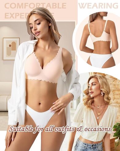 Wireless Bras for Women Push Up Full Coverage Seamless No Underwire Support Lift Bra Comfort Smoothing Wavy Bralette in Saudi Arabia