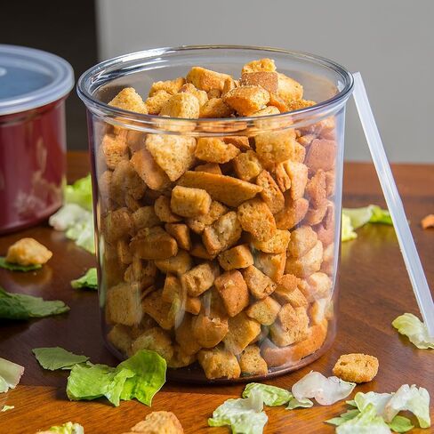 Carlisle FoodService Products Classic Round Storage Container Crock with Lid for Kitchen, Restaurants, Home, Plastic, 1.2 Quarts, Beige in Kuwait