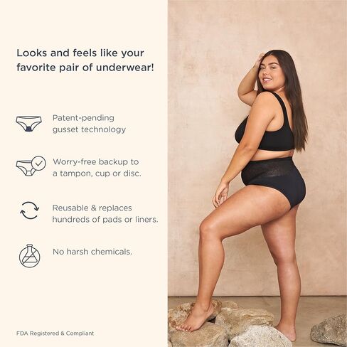 سالت ملابس داخلية قابلة لإعادة الاستخدام - مريحة ورفيعة وتبقيك جافًا من جميع التسربات (ملابس داخلية عالية الخصر من الدانتيل، مقاس X-Large، أحمر خدود كوارتز) in Kuwait