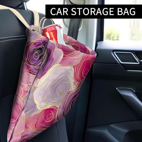 Car Trash Can, Cute Car Trash Bag, Hanging Car Organizer and Storage Bag, Trash Bin for Car Accessories, Vehicle, Travelling, Camping Pink Cute Flowers in Saudi Arabia
