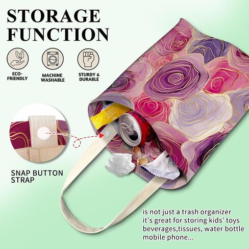Car Trash Can, Cute Car Trash Bag, Hanging Car Organizer and Storage Bag, Trash Bin for Car Accessories, Vehicle, Travelling, Camping Pink Cute Flowers in Saudi Arabia