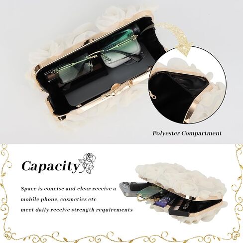 Lanpet Women Clutches Purse Lace Formal Flower Evening Handbag Chain Strap Shoulder Bag in Saudi Arabia