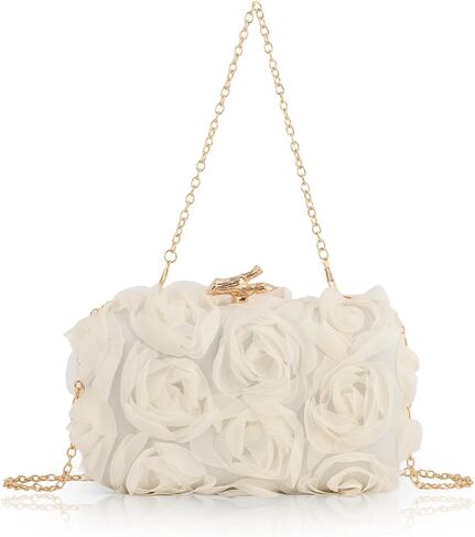 Lanpet Women Clutches Purse Lace Formal Flower Evening Handbag Chain Strap Shoulder Bag in Saudi Arabia