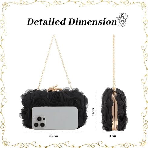 Lanpet Women Clutches Purse Lace Formal Flower Evening Handbag Chain Strap Shoulder Bag in Saudi Arabia