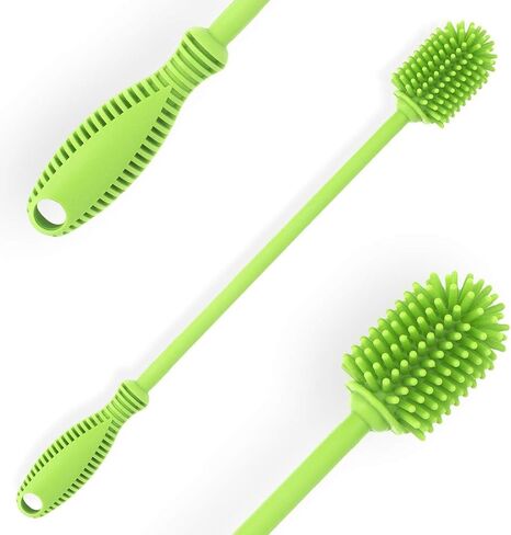 Silicone Bottle Brush with Long Handle, 12.5" Bottle Cleaning Brush, Gray | Water Bottle Cleaner for Baby Bottles, Hydro Flask, Sports Bottle, Vase, Glassware, for Smaller Diameter Bottle Openings in Saudi Arabia