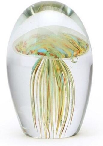 Turquoise Glow in The Dark Hand Blown Glass Jellyfish Paperweight in Saudi Arabia