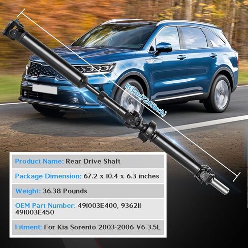 936-211 عمود الدفع الخلفي الكامل 60 بوصة مجموعة عمود المروحة [RWD Auto Trans] متوافق مع Kia Sorento 2003-2006 V6 3.5L، استبدال # 491003E400، 491003E450 in Kuwait
