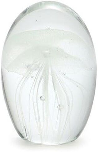 Turquoise Glow in The Dark Hand Blown Glass Jellyfish Paperweight in Saudi Arabia