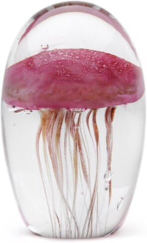 Turquoise Glow in The Dark Hand Blown Glass Jellyfish Paperweight in Saudi Arabia