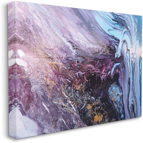 Stupell Industries Abstract Liquid Purple Blue Texture Painting, Design by Leticia Herrera Wall Art, 11 x 14, Grey Framed in Saudi Arabia