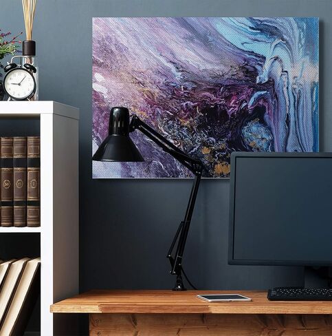 Stupell Industries Abstract Liquid Purple Blue Texture Painting, Design by Leticia Herrera Wall Art, 11 x 14, Grey Framed in Saudi Arabia