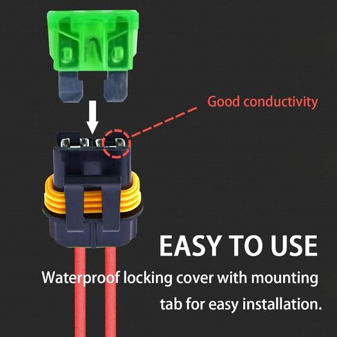 6 عبوات من حامل الصمامات المضمن المقاوم للماء مع حزام الأسلاك - مقياس 12AWG - حامل فيوز شفرة ATC/ATO 30 أمبير للمركبات والبحرية ونظام طاقة الحافلات الثقيلة - يناسب الصمامات من 1 أمبير إلى 30 أمبير in Kuwait