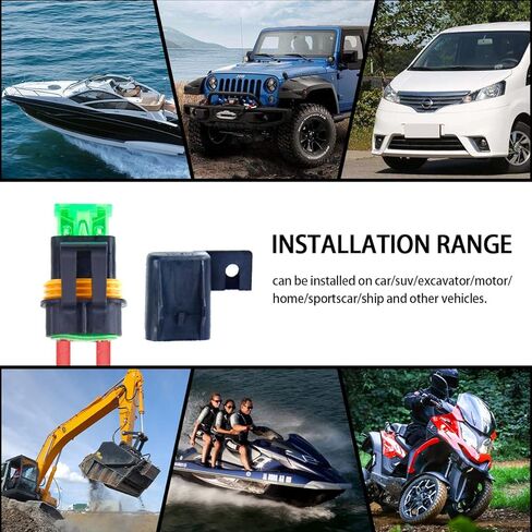 6 عبوات من حامل الصمامات المضمن المقاوم للماء مع حزام الأسلاك - مقياس 12AWG - حامل فيوز شفرة ATC/ATO 30 أمبير للمركبات والبحرية ونظام طاقة الحافلات الثقيلة - يناسب الصمامات من 1 أمبير إلى 30 أمبير in Kuwait