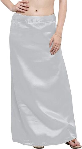 Women's Satin Petticoat Saree Underskirt Sari Underwear Free Size Adjustable (White) (Sea Green) in Saudi Arabia