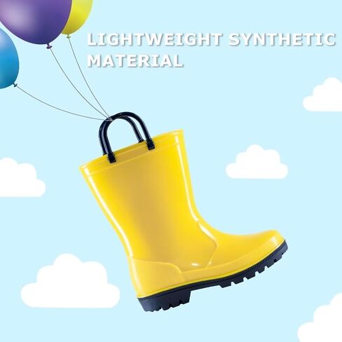 EUXTERPA Boys Girls Rain Boots Toddler Kids Waterproof Boots Children Lightweight Rain Shoes with Handles in Saudi Arabia
