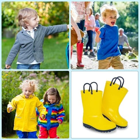 EUXTERPA Boys Girls Rain Boots Toddler Kids Waterproof Boots Children Lightweight Rain Shoes with Handles in Saudi Arabia